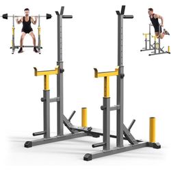 Adjustable Squat Rack,Multi-Function Barbell Rack for Weight Lifting and Home Gym Fitness Workout Portable Squat Bench Press,Load 690LBS