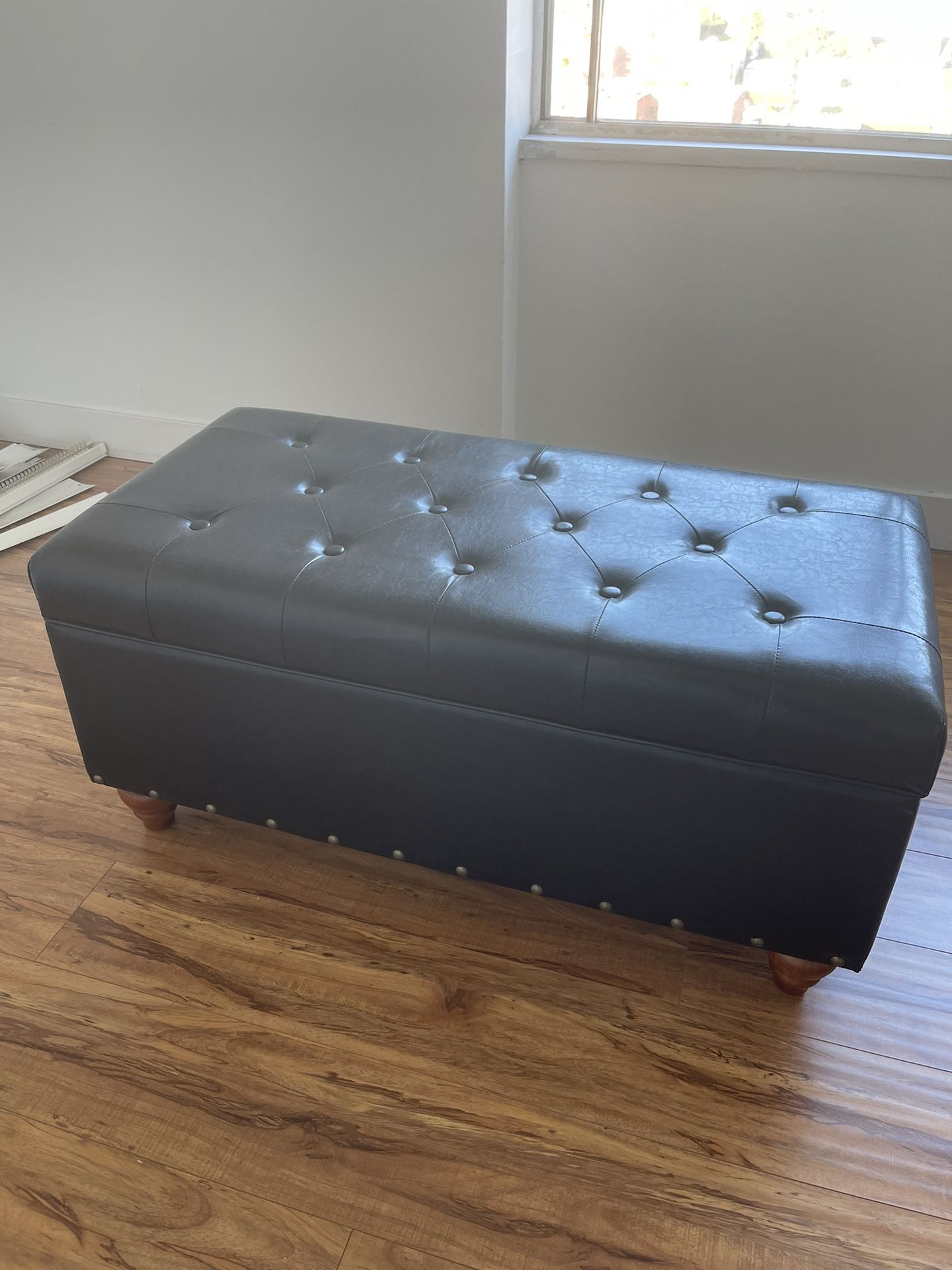 Black Leather Ottoman With Storage