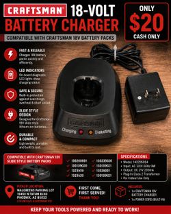 Craftsman 18V Battery Charger – Model 11379 (Works Great)