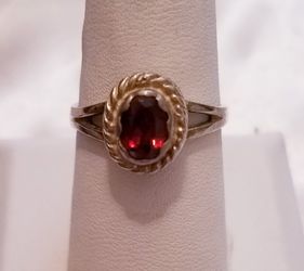 Vintage Ruby and 925 sterling silver ring, size 8