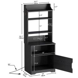 55" TALL END SIDE TABLE WITH CHARGING STATION AND STORAGE CABINET