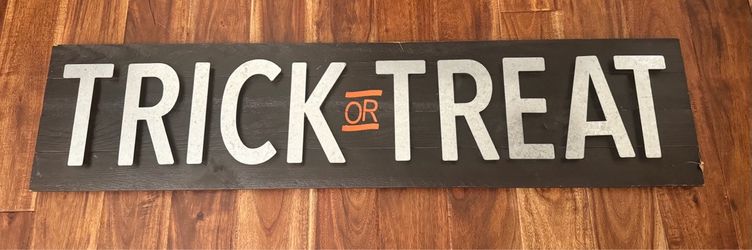Mercantile Design Horizontal Wooden Halloween Sign Raised 3D Trick or Treat