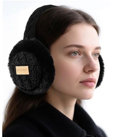 Ear Muffs for Winter Women, Adjustable Fluffy Earmuffs Ear Covers for Cold Weather, Foldable Ear Warmers for Women