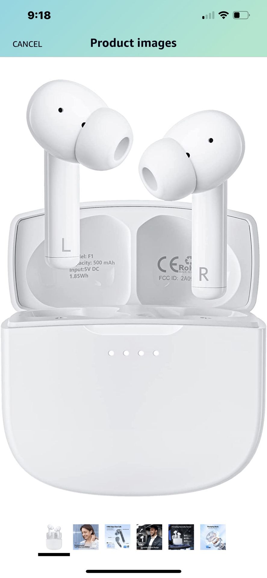 Wireless Earbuds,[Active Noise Cancelling＆Bluetooth 5.3] Earbuds Wireless Bluetooth for iPhone/Andriod/Samsung, IPX5 Waterproof in-Ear Built-in Mic He