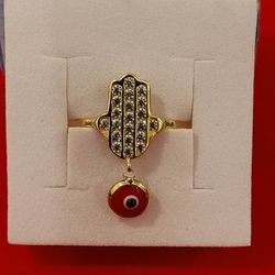 10kt Gold Hamsa Hand Design Ring 