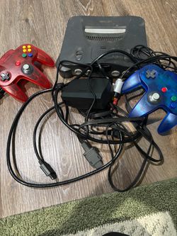 Nintendo 64 with controllers