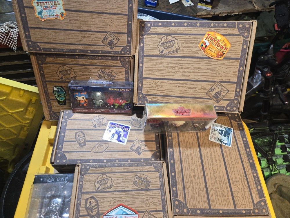Funko Disney Treasure Boxes. + Suicide Squad & He-man +Steamboat Willie Pop