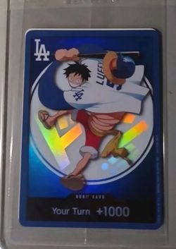 100% OFFICIAL LA DODGERS x ONE PIECE NIGHT PROMO CARD.