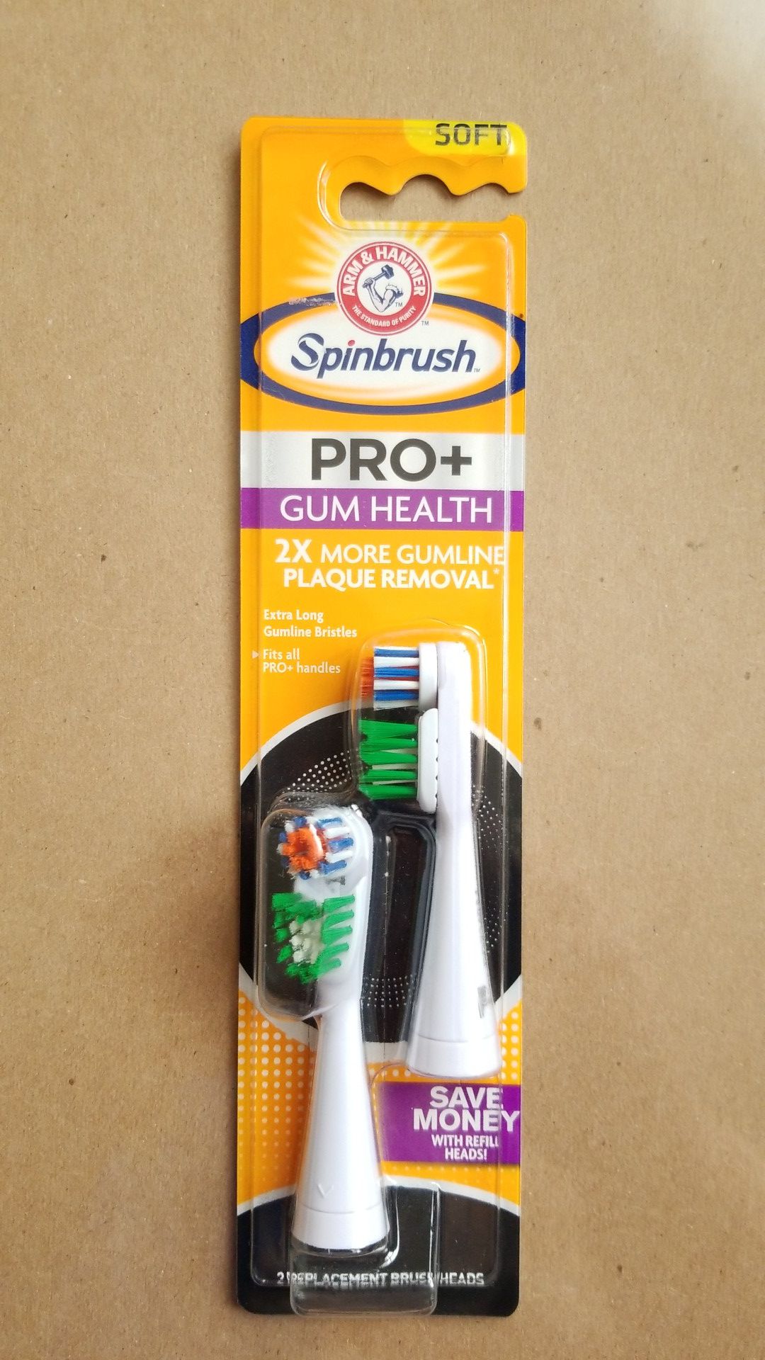 Arm & Hammer Spinbrush Pro Plus Gum Health Replacement Brush Heads (Refills), 2 Count