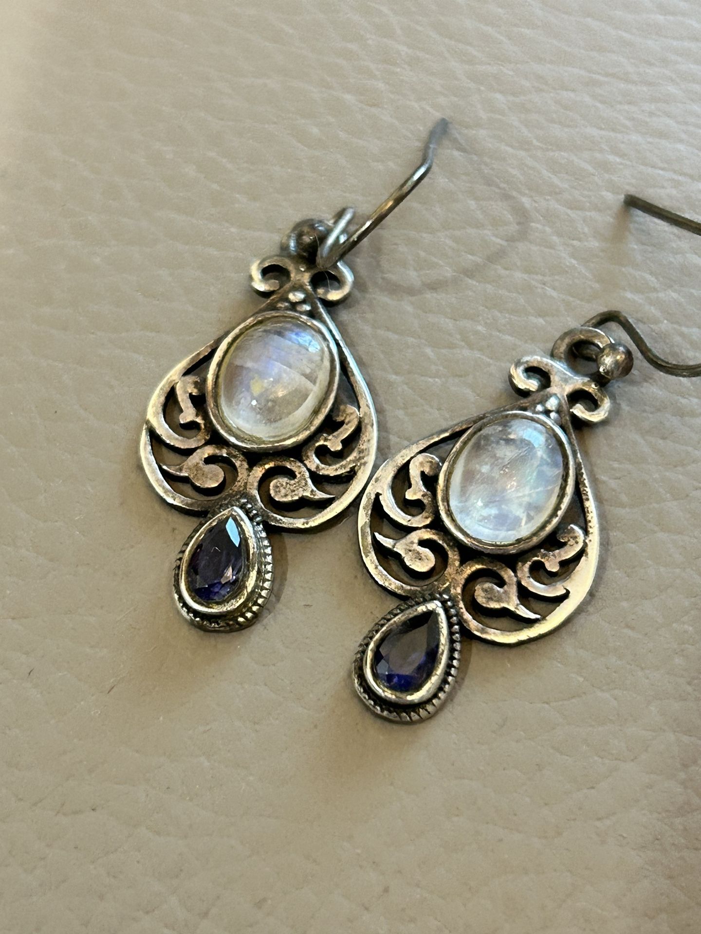 Moonstone And Iolite Earrings