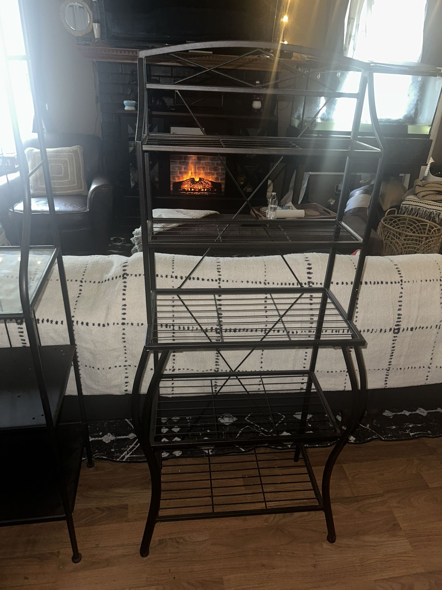 Small Iron Plant Stand Or Bakers Rack About 5 Feet Tall