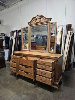 Lexington Solid Wood Dresser with Tri-Fold Mirror – $260 FIRM