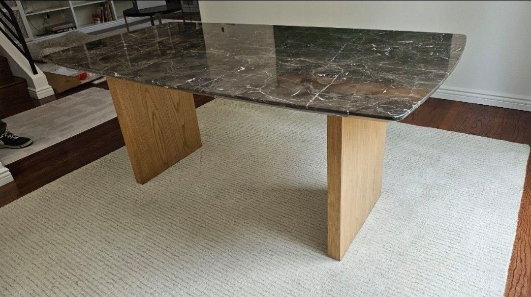 Brand New Solid Marble Arhaus dupe Dining Table with solid base