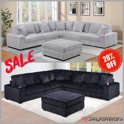 New Light Grey sectional w ottoman