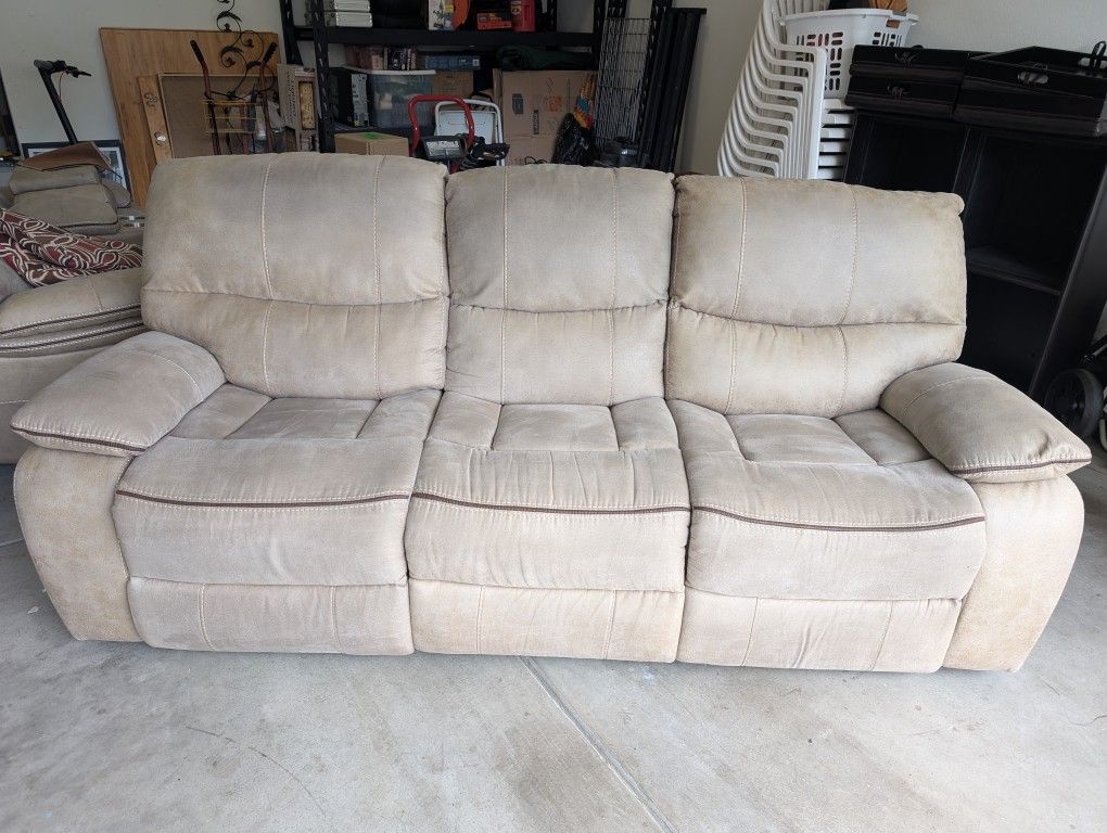 Sofa, Love Seat With Console and Single Chair All Recliners