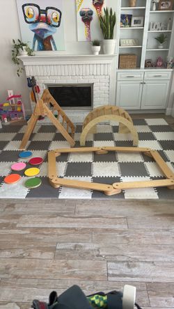 Kid’s wooden play gym and obstacle course
