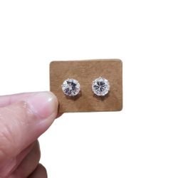 Sterling Silver CZ Round Bling Post Earrings