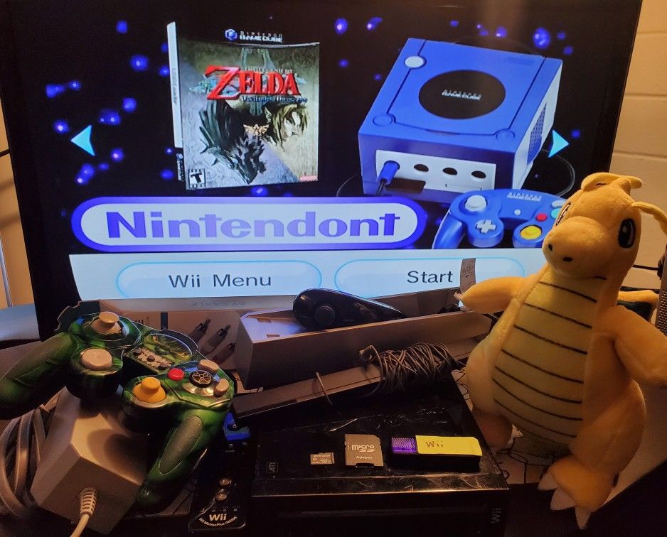 Modded Black Wii w/ Over 40 Gamecube Titles