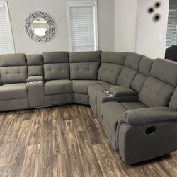 BRAND NEW GIGANTIC OVERSIZED RECLINER SECTIONAL  $1275 INCLUDING DELIVERY!!  Reclines on opposite ends!!! 4 stainless steel cup holders!! Remote contr