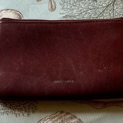 Red Leather Coin Purse Wallet