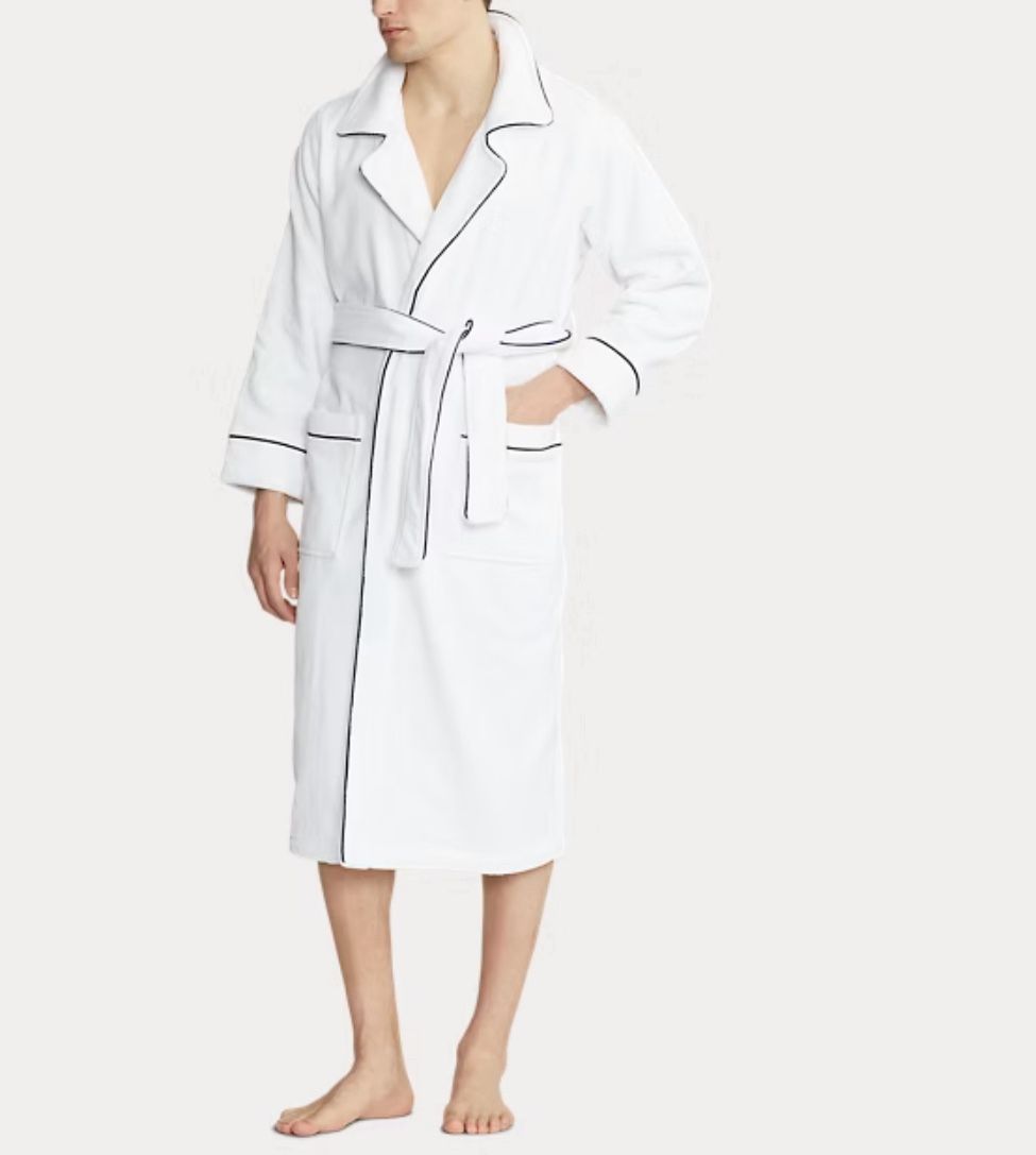 POLO RALPH LAUREN Rl Pajama Piped Robe In Navy L Size