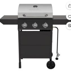 Nexgrill 3-Burner Propane Gas Grill with Side Tables, 27,000BTUs, Stainless Steel Lid, Spacious 429 SQ. In. Cooking Space, BBQ Grill for Outdoor Cooki