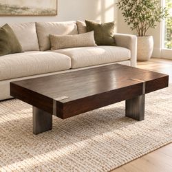 Wood & Metal Coffee Table – 54” Long
