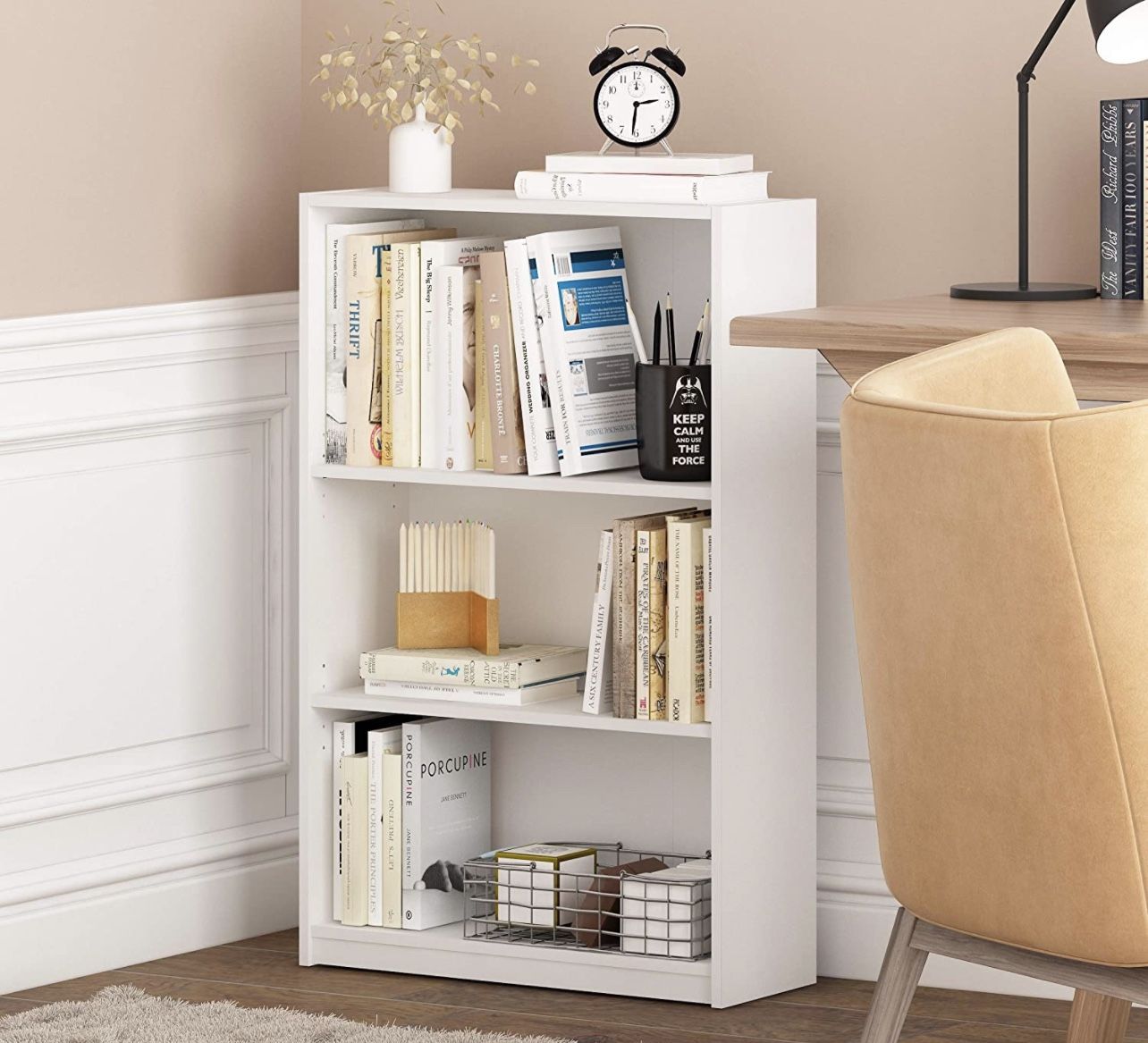 Three Tier White Shelf Bookcase