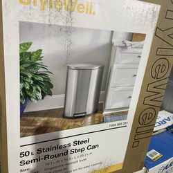 StyleWell SW 13 gal. Stainless Steel Step-On Trash Can D-Shaped