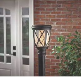 Ravencrest 120 Lumens Black Outdoor Solar Post Lantern