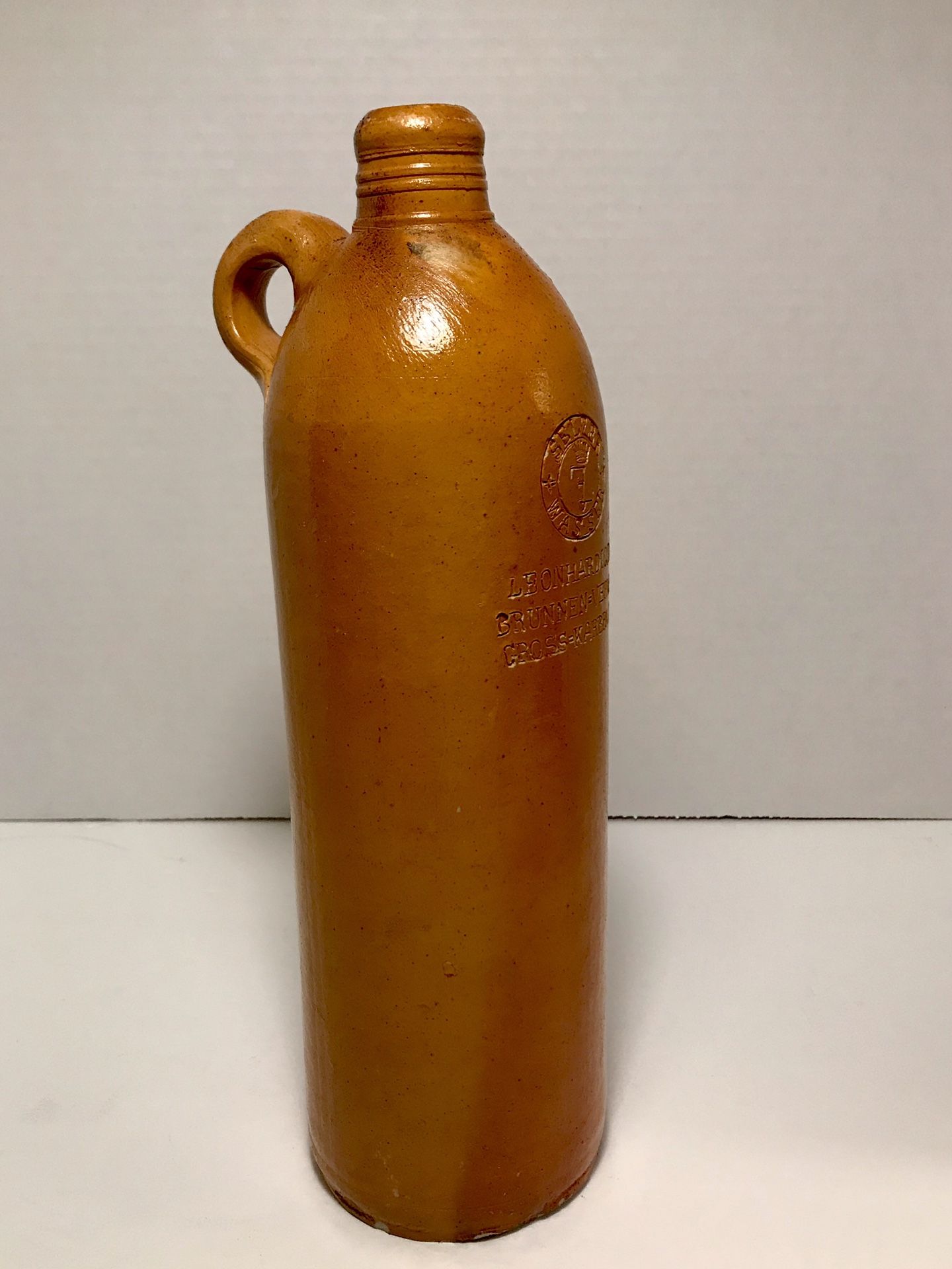 Antique German Salt Glazed SELZER WASSER #1 Earthenware BOTTLE / Jug c. 1800s