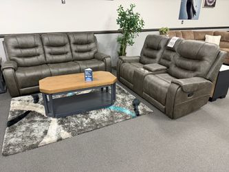 Gray Reclining Sofa and Loveseat Set