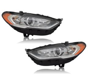 For 2017-2020 Ford Fusion Halogen Headlight w/o DRL w/ Bulb Left+Right Pair