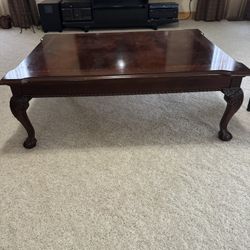 Thomasville Flame Mahogany Chippendale Ball Claw Coffee Cocktail Table 48" 