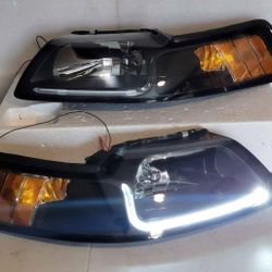 99-04 Ford Mustang LED DRL Headlights Luces Micas Calaveras Faros Faroles Focos Headlamps 