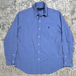 Ralph Lauren Men's Classic-Fit Button Down Long Sleeve Shirt Size M Blue  