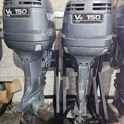 Two 2002 Yamaha 150 Hp Ox66 Fuel Injection Outboard Motors Rigging Included 