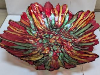 Large Artistic Flower Glass Bowl / Luxury Centerpiece Decor