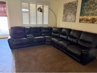Brown leather sectional
