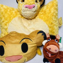 18” Disney Parks Lion King Simba Pillow + Simba Throw Pillow + Pumba Puppet