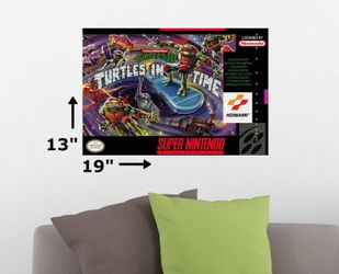 TMNT TEENAGE MUTANT NINJA TURTLES IN TIME IV SNES SUPER NINTENDO ART POSTER