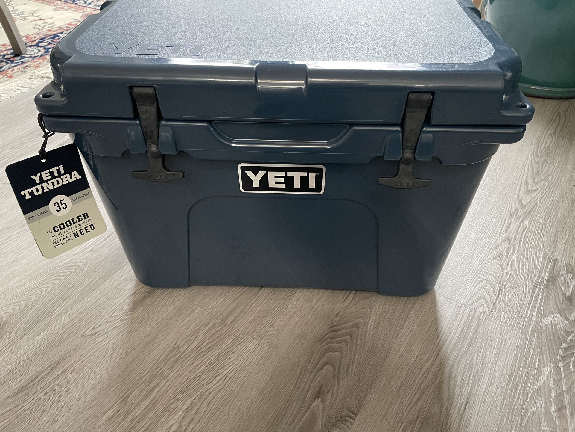 Brand New Never Been Used Navy Blue Yeti Tundra Cooler - 