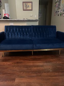 Navy Blue Velvet Tufted Sofa