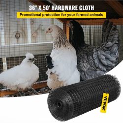 VEVOR Hardware Cloth, 36" x 50' & 1"x1" Mesh Size, Galvanized Steel Vinyl Coated 16 Gauge Chicken Wire Fencing with A Cutting Plier & A Pair of Fabric