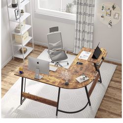 L Shaped Home Office Desk With Monitor Stand 