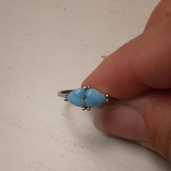 Sterling Larimar Sideway Hearts Ring