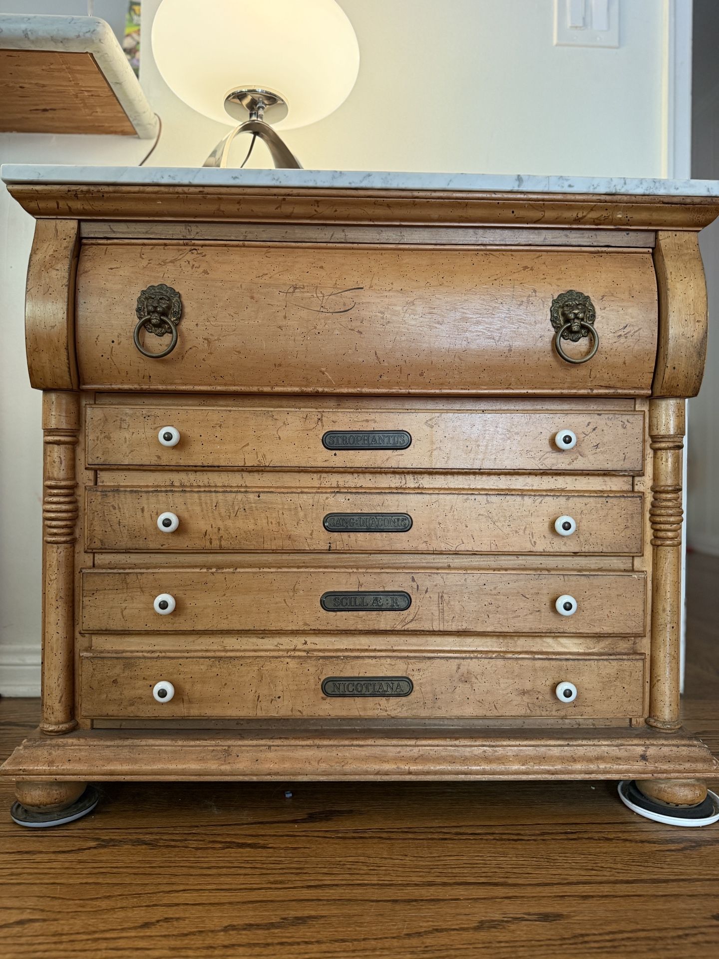 Vintage Apothecary Style Marble Top Chest If Drawers