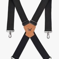 WELKINLAND 2Inch-Wide Heavy Duty Work Suspenders for Men. Black.