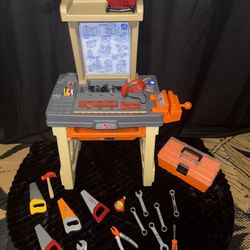 kids' tool bench playset is designed to encourage imaginative play and help develop fine motor skills. 