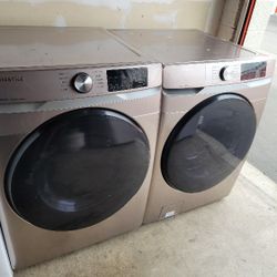 Samsung Front Load Washer And Stackable Gas Dryer Set